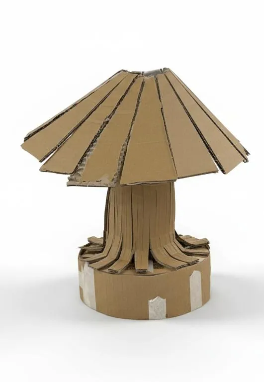 Cardboard model on a white background
