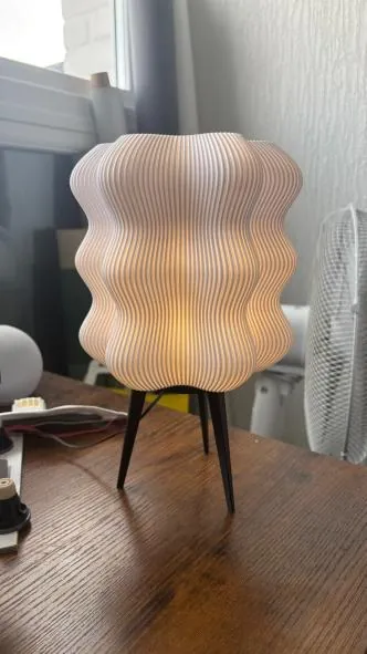Ribbed translucent printed shade test, lit