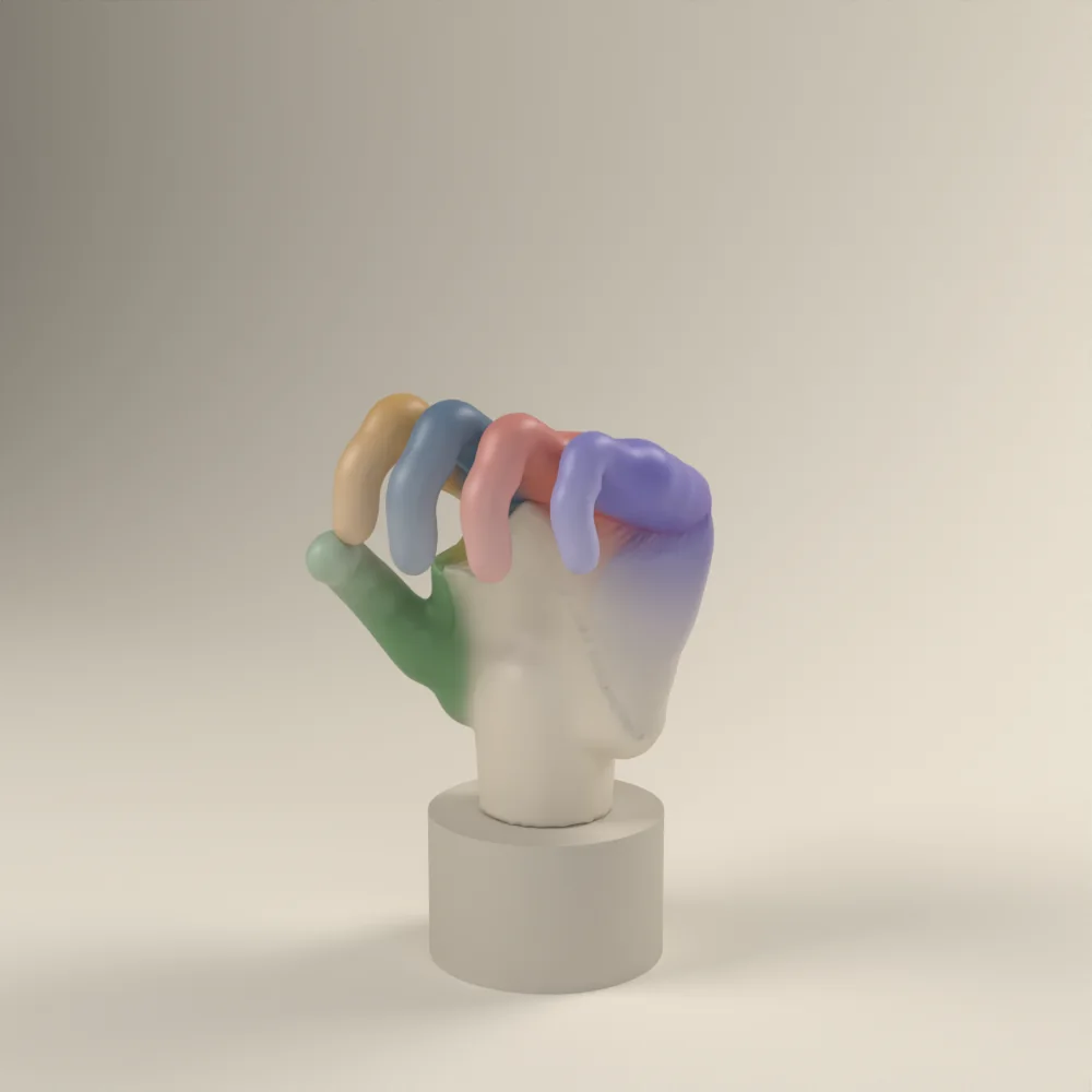The test hand closed into a loose fist