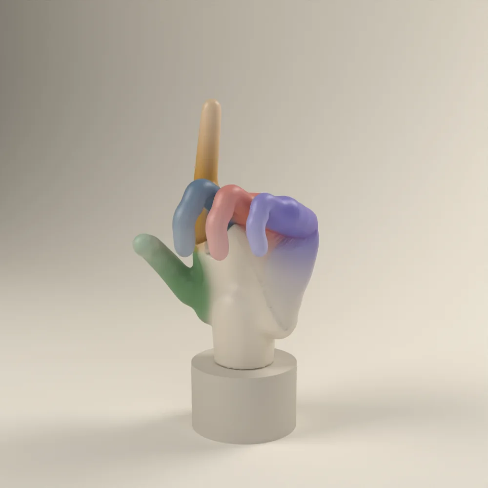 The test hand pointing with the index finger