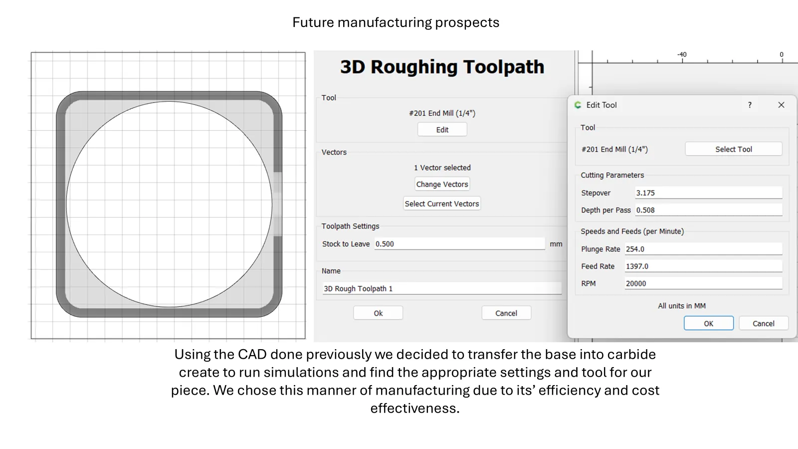 Screenshot of 3D roughing toolpath settings for the base