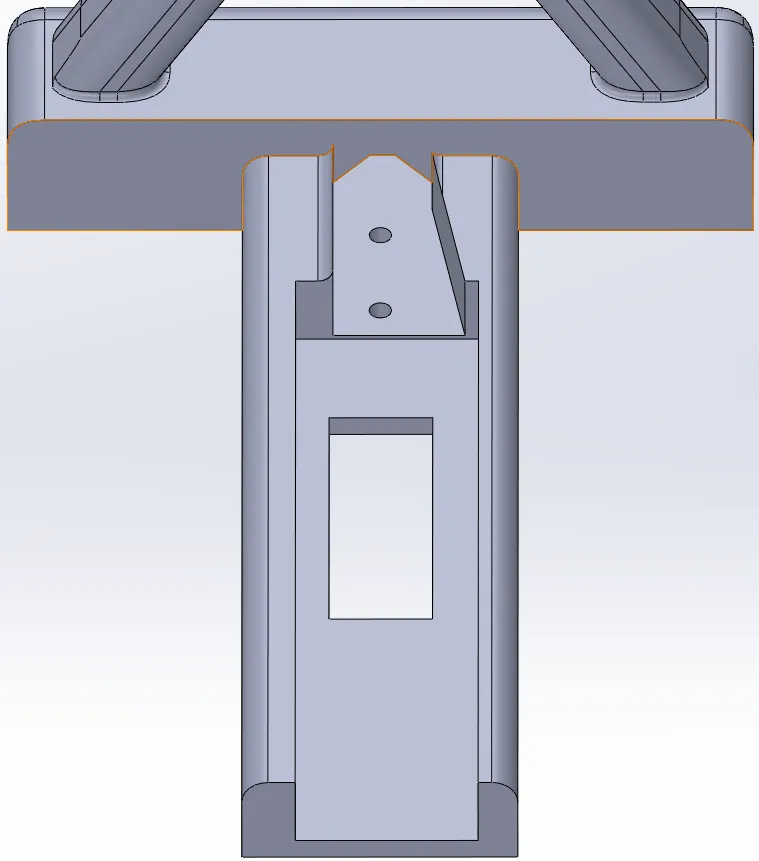SolidWorks section of the stand foot with a cut-out for the load cell