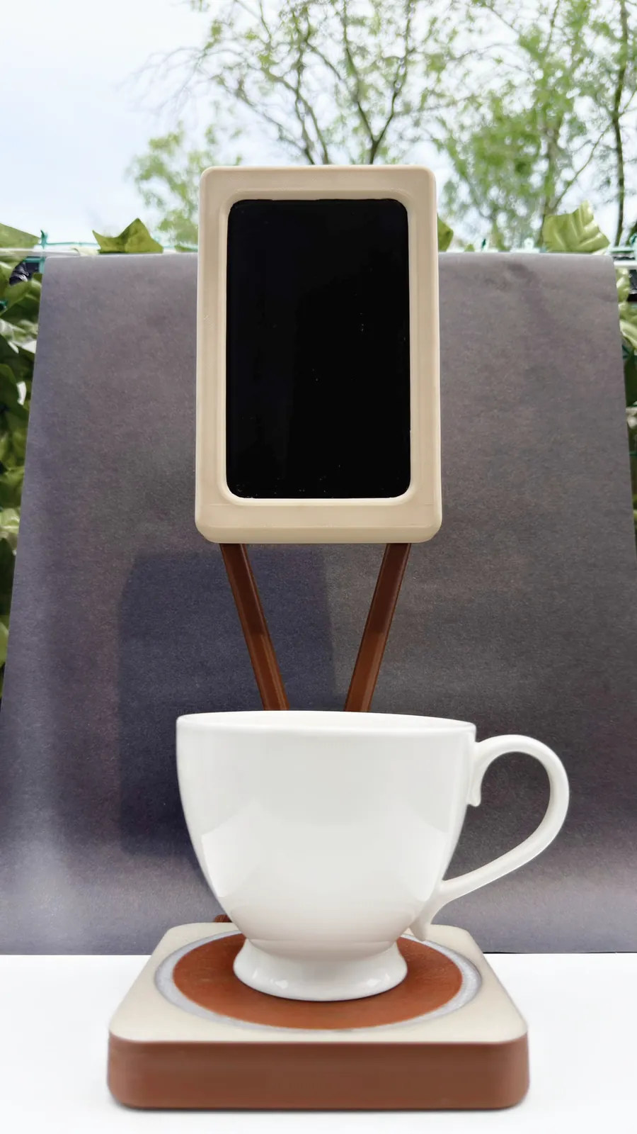 BrewFlow with a white cup on the coaster