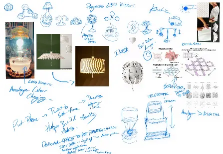 Sketch board of mechanism and origami studies