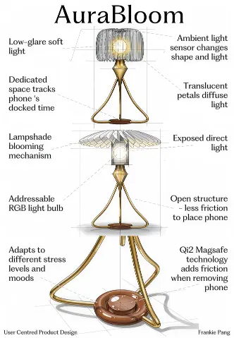 Annotated diagram of AuraBloom features