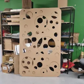 The finished cardboard piece in the workshop