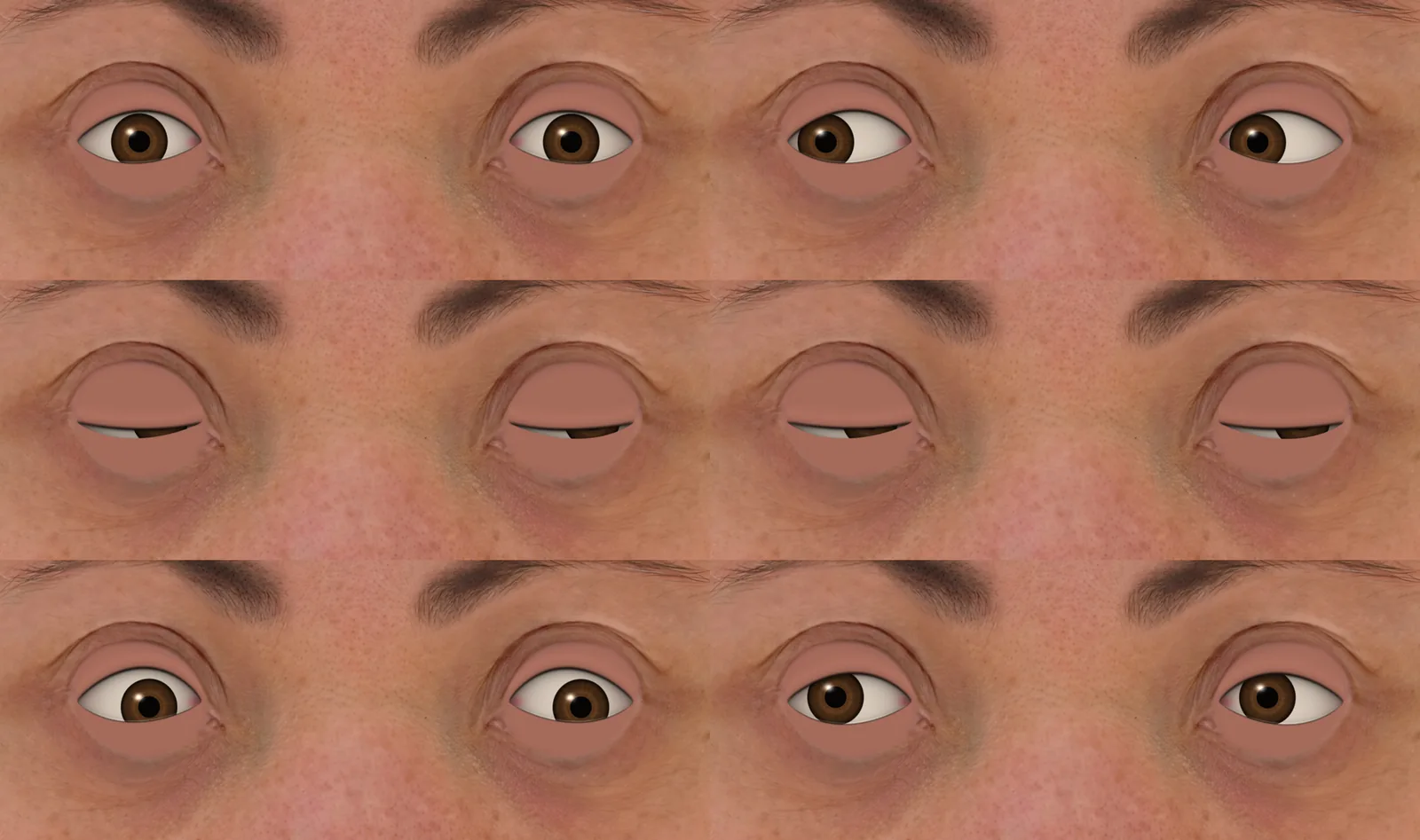Painted texture eyes looking around and blinking