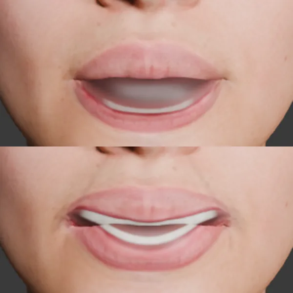 Close-up of open mouth with a grey interior
