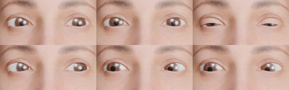 Six frames from the eye idle animation
