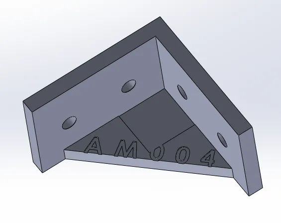 Render of the ribbed L bracket with a part number