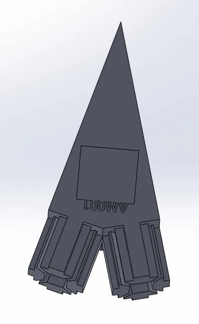 Render of the triangular top bracket with a recess for a QR code
